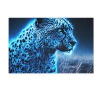 Puzzle 75x50cm/1000pcs pour Adolescentes Leopard Blue Aura Puzzles pour Adultes Jeu Manuel Cadeaux pour Femmes pour Anniversaire, Noël 75x50cm/1000pcs