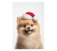 Puzzle 75x50cm/1000pcs pour Adolescentes Pomeranian Dog with Santa Hat Puzzles pour Adolescentes - Jeux Relaxants pour Toute La Famille - Anniversaire, Noël 75x50cm/1000pcs