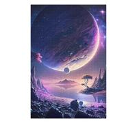 Puzzle 75x50cm/1000pcs pour Adolescents Alien Lake with Giant Planet Puzzles pour Adultes Jouets Anti-Stress Cadeaux pour Femmes Est Idéal comme Cadeau 75x50cm/1000pcs
