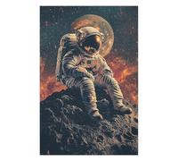 Puzzle 75x50cm/1000pcs pour Adolescents Astronaut on Asteroid with Planet Background Casse-tête pour Adultes Jeu De Réflexion Décoration Intérieure Est Idéal comme Cadeau 75x50cm/1000pcs