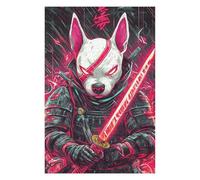 Puzzle 75x50cm/1000pcs pour Adolescents Bull Terrier Dog Samurai Warrior Puzzle pour Adultes Jouets Anti-Stress Décoration Parfaite pour Un Anniversaire, Noël 75x50cm/1000pcs