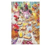 Puzzle 75x50cm/1000pcs pour Adolescents Chickens Tea Party with Dog-1 Puzzles pour Adultes Jouets À Faire Soi-même Vacances À La Maison Passer Le Temps Interaction Parent-Enfant 75x50cm/1000pcs