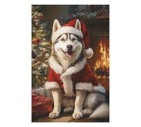 Puzzle 75x50cm/1000pcs pour Adolescents Christmas Siberian Husky Puzzles pour Adultes Jouets À Faire Soi-même Vacances À La Maison Passer Le Temps Interaction Parent-Enfant 75x50cm/1000pcs