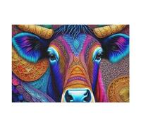Puzzle 75x50cm/1000pcs pour Adolescents Colorful Bull Mandala Artwork Puzzles pour Adultes Jeux De Détente Décoration Intérieure Cadeaux Uniques pour Anniversaire Et Noël 75x50cm/1000pcs