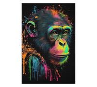 Puzzle 75x50cm/1000pcs pour Adolescents Colorful Chimpanzee Portrait Puzzle pour Adultes Jeu Manuel Découpe De Précision Idéal comme Cadeau pour Toute La Famille 75x50cm/1000pcs
