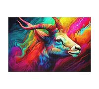 Puzzle 75x50cm/1000pcs pour Adolescents Colorful Ram Portrait Artwork Casse-têtes pour Adultes, Jeu De Réflexion, Anti-Stress, Cadeaux d'anniversaire Et Cadeaux Uniques 75x50cm/1000pcs