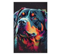 Puzzle 75x50cm/1000pcs pour Adolescents Colorful Rottweiler Portrait Puzzles pour Adultes Jeu De Réflexion Améliore La Mémoire Est Idéal comme Cadeau 75x50cm/1000pcs