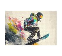 Puzzle 75x50cm/1000pcs pour Adolescents Colorful Snowboarder in Action -2 Puzzles pour Adultes Jeux De Détente Décoration Intérieure Cadeaux Uniques pour Anniversaire Et Noël 75x50cm/1000pcs