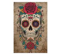 Puzzle 75x50cm/1000pcs pour Adolescents Colorful Sugar Skull with Floral Accents Casse-têtes pour Adultes Jeux De Détente Analyse Et Logique Difficile Et Stimulant 75x50cm/1000pcs