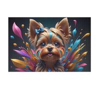 Puzzle 75x50cm/1000pcs pour Adolescents Colorful Yorkshire Terrier Portrait Casse-têtes pour Adultes, Jeu De Réflexion, Anti-Stress, Cadeaux d'anniversaire Et Cadeaux Uniques 75x50cm/1000pcs