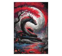 Puzzle 75x50cm/1000pcs pour Adolescents Dragon Under The Moon with Red Tree Puzzles pour Adolescents - Jeu Familial pour Améliorer La Mémoire - Cadeaux Anti-Stress 75x50cm/1000pcs