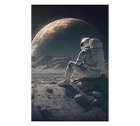 Puzzle 75x50cm/1000pcs pour Adolescents Earth View with Astronaut Puzzle pour Adultes Jeu Familial Décoration Murale Aide À Exercer Le Cerveau 75x50cm/1000pcs