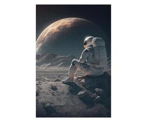 Puzzle 75x50cm/1000pcs pour Adolescents Earth View with Astronaut Puzzle pour Adultes Jeu Familial Décoration Murale Aide À Exercer Le Cerveau 75x50cm/1000pcs