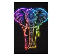 Puzzle 75x50cm/1000pcs pour Adolescents Elephant Neon Animal Puzzles pour Adolescents Jouets Anti-Stress Une Œuvre d'art pour Un Anniversaire, Noël 75x50cm/1000pcs