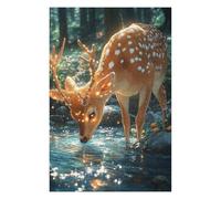 Puzzle 75x50cm/1000pcs pour Adolescents Enchanted Forest Deer-9 Puzzles pour Adultes Jouets À Faire Soi-même Vacances À La Maison Passer Le Temps Interaction Parent-Enfant 75x50cm/1000pcs