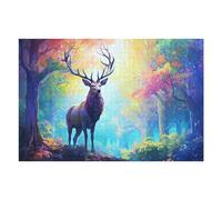 Puzzle 75x50cm/1000pcs pour Adolescents Enchanted Forest with Majestic Deer Casse-têtes pour Adultes, Jeu De Réflexion, Anti-Stress, Cadeaux d'anniversaire Et Cadeaux Uniques 75x50cm/1000pcs