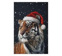 Puzzle 75x50cm/1000pcs pour Adolescents Festive Tiger Christmas Puzzles pour Adultes Jeu Manuel Décoration Murale Interaction Parent-Enfant 75x50cm/1000pcs