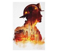 Puzzle 75x50cm/1000pcs pour Adolescents Firefighter Silhouette NYC Puzzles pour Adolescents Jouets Anti-Stress Une Œuvre d'art pour Un Anniversaire, Noël 75x50cm/1000pcs