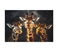 Puzzle 75x50cm/1000pcs pour Adolescents Giraffe Trio in Cosmic Light Puzzles pour Adultes Jeux De Détente Décoration Intérieure Cadeaux Uniques pour Anniversaire Et Noël 75x50cm/1000pcs