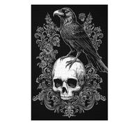 Puzzle 75x50cm/1000pcs pour Adolescents Gothic Raven on Skull Puzzles pour Adolescents Jouets Anti-Stress Une Œuvre d'art pour Un Anniversaire, Noël 75x50cm/1000pcs