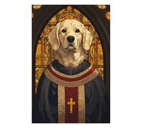 Puzzle 75x50cm/1000pcs pour Adolescents Holy Golden Retriever Art Puzzles pour Adolescents Jouets Anti-Stress Une Œuvre d'art pour Un Anniversaire, Noël 75x50cm/1000pcs