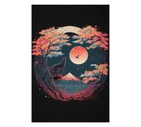 Puzzle 75x50cm/1000pcs pour Adolescents Japanese Wolf Night Puzzles pour Adultes Jeu Manuel Découpe De Précision Cadeaux d'anniversaire Et Cadeaux Uniques 75x50cm/1000pcs