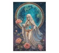 Puzzle 75x50cm/1000pcs pour Adolescents La Niña Blanca, Santa Muerte in White Robe with Roses Puzzles pour Adultes Jeu Manuel Cadeau d'anniversaire Idéal pour Toute La Famille 75x50cm/1000pcs