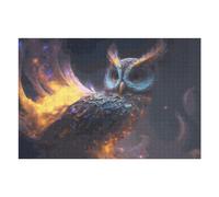 Puzzle 75x50cm/1000pcs pour Adolescents Magical Glowing Owl Artwork Puzzle Adulte, Jouet, Décoration Murale, Décoration Intérieure, Cadeaux Uniques pour Anniversaire Et Noël 75x50cm/1000pcs