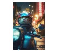 Puzzle 75x50cm/1000pcs pour Adolescents Neon Nights Racing Cat Puzzles pour Adolescents Jouets Anti-Stress Une Œuvre d'art pour Un Anniversaire, Noël 75x50cm/1000pcs
