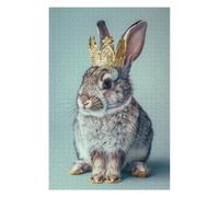 Puzzle 75x50cm/1000pcs pour Adolescents Pastel Rabbit King Crown Puzzles pour Adultes Jeu Manuel Décoration Murale Interaction Parent-Enfant 75x50cm/1000pcs
