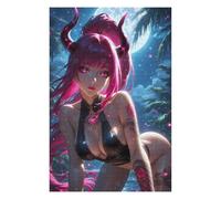 Puzzle 75x50cm/1000pcs pour Adolescents Pink-Haired Demon Girl Puzzles pour Adultes Jouets À Faire Soi-même Vacances À La Maison Passer Le Temps Interaction Parent-Enfant 75x50cm/1000pcs