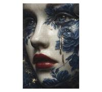 Puzzle 75x50cm/1000pcs pour Adolescents Porcelain Tears Kintsugi Woman in Blue and Gold Puzzles pour Adultes Jeu Manuel Cadeau d'anniversaire Idéal pour Toute La Famille 75x50cm/1000pcs