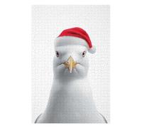 Puzzle 75x50cm/1000pcs pour Adolescents Seagull with Santa Hat Puzzles pour Adultes Jeu Manuel Cadeau d'anniversaire Idéal pour Toute La Famille 75x50cm/1000pcs