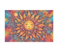 Puzzle 75x50cm/1000pcs pour Adolescents Smiling Sun with Rainbow Colors Puzzle Adulte Anti-Stress Décoration Parfaite Interaction Parent-Enfant 75x50cm/1000pcs