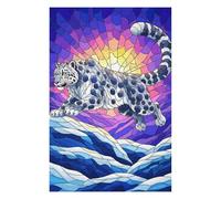 Puzzle 75x50cm/1000pcs pour Adolescents Snow Leopard Stained Glass Illustration Puzzles pour Adultes Jeu Manuel Cadeau d'anniversaire Idéal pour Toute La Famille 75x50cm/1000pcs