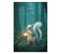 Puzzle 75x50cm/1000pcs pour Adolescents Squirrel with Lantern in Forest Puzzles pour Adolescents - Jeu Familial pour Améliorer La Mémoire - Cadeaux Anti-Stress 75x50cm/1000pcs