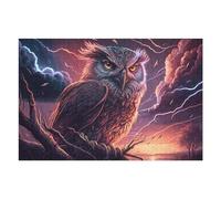 Puzzle 75x50cm/1000pcs pour Adolescents Thunderstorm Owl Artwork-2 Puzzle pour Adultes Jouets Anti-Stress Décoration Parfaite pour Un Anniversaire, Noël 75x50cm/1000pcs