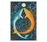 Puzzle 75x50cm/1000pcs pour Adolescents Whale Dance Under The Moon Puzzles pour Adolescents - Jeu Familial pour Améliorer La Mémoire - Cadeaux Anti-Stress 75x50cm/1000pcs