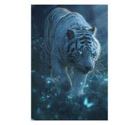 Puzzle 75x50cm/1000pcs pour Adultes Blue-Eyed White Tiger in Forest Puzzles pour Adultes Jeu Manuel Difficile Difficile Idéal comme Cadeau pour Toute La Famille 75x50cm/1000pcs
