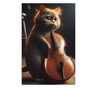 Puzzle 75x50cm/1000pcs pour Adultes Cat Playing The Cello Adolescents Puzzles Jeu Manuel Course De Vitesse Offrez-Leur des Cadeaux pour Toute La Famille 75x50cm/1000pcs