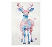 Puzzle 75x50cm/1000pcs pour Adultes Deer Watercolor Puzzles pour Adultes Jeux Relaxants Cadeau d'anniversaire Stimule Le Cerveau 75x50cm/1000pcs