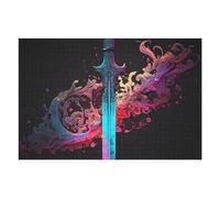 Puzzle 75x50cm/1000pcs pour Adultes Sword Watercolor Art Puzzles pour Adultes Jeu Manuel Difficile Difficile Idéal comme Cadeau pour Toute La Famille 75x50cm/1000pcs