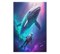 Puzzle 75x50cm/1000pcs pour Adultes Whale Encounter in Space Adolescents Puzzles Jeu Manuel Course De Vitesse Offrez-Leur des Cadeaux pour Toute La Famille 75x50cm/1000pcs