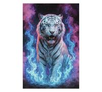 Puzzle 75x50cm/1000pcs pour Adultes White Tiger in Flames Puzzles pour Adultes Jeu Manuel Difficile Difficile Idéal comme Cadeau pour Toute La Famille 75x50cm/1000pcs