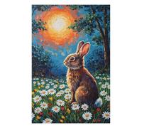 Puzzle 75x50cm/1000pcs Rabbit in A Daisy Field Painting Puzzle pour Adultes - Jouet Anti-Stress - Décoration Idéale Et Cadeau Parfait pour Toute La Famille 75x50cm/1000pcs