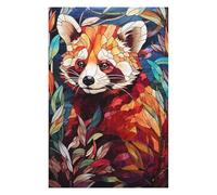 Puzzle 75x50cm/1000pcs Red Panda Stained Glass Puzzles pour Adultes, Jeux De Famille, Assemblage De Motifs, Idéal comme Cadeau pour Toute La Famille 75x50cm/1000pcs