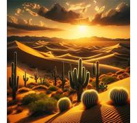 Puzzle 80 pièces,Coucher de Soleil sur Un Cactus du désert Puzzles pour Adultes,Jeux éducatifs,Puzzles Artistiques à Faire Soi-Même idéal pour la Décoration Intérieure et Les Cadeaux