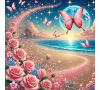 Puzzle 80 pièces,Papillon Rose des plages Puzzles pour Adultes,Jeux éducatifs,Puzzles Artistiques à Faire Soi-Même idéal pour la Décoration Intérieure et Les Cadeaux