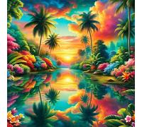 Puzzle 80 pièces,Paradis Tropical Puzzles pour Adultes,Jeux éducatifs,Puzzles Artistiques à Faire Soi-Même idéal pour la Décoration Intérieure et Les Cadeaux