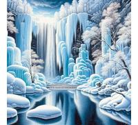 Puzzle 80 pièces,Paysage de Cascade gelée Puzzles pour Adultes,Jeux éducatifs,Puzzles Artistiques à Faire Soi-Même idéal pour la Décoration Intérieure et Les Cadeaux